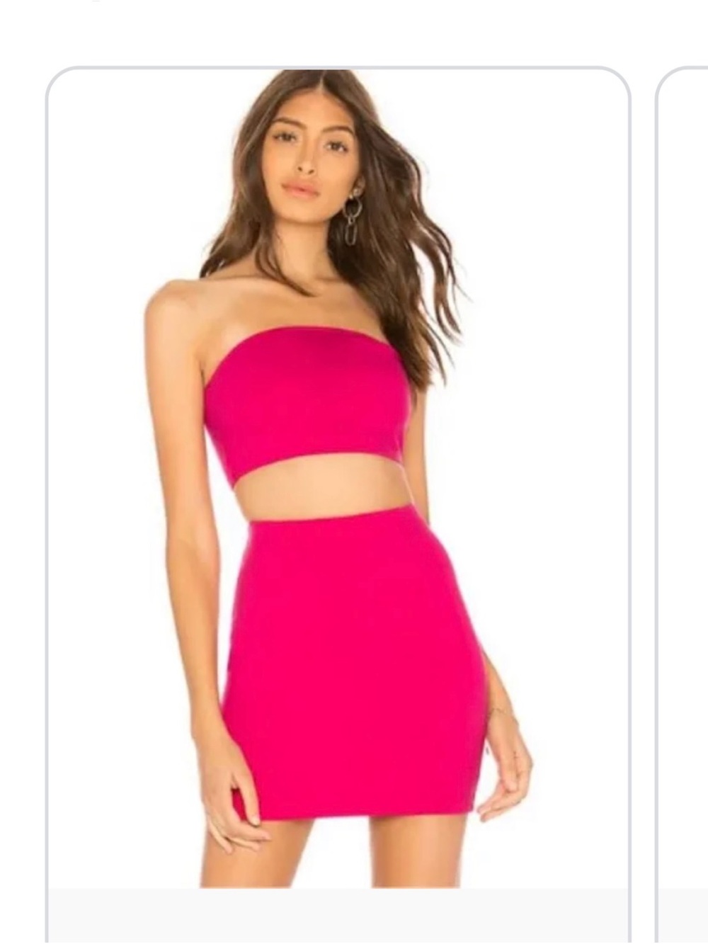 Superdown pink tube top skirt set